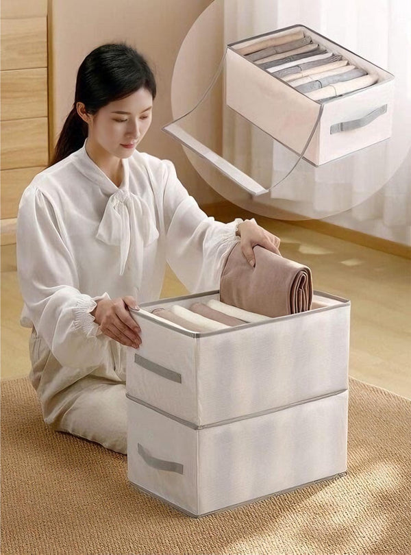 منظم ملابس اكسفورد – قماش أكسفورد أصلي مبطن كرتون مقوّى بغطاء شفاف لتوفير المساحة