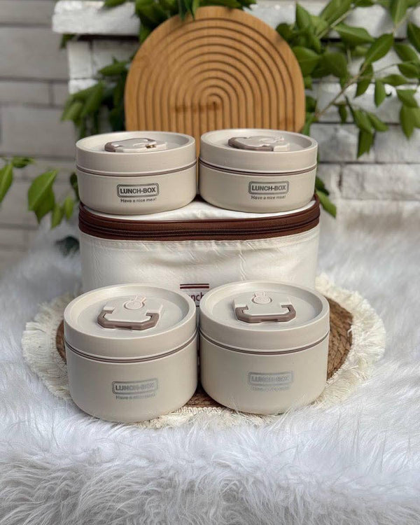 لانش بوكس حراري 4 قطع + شنطة عزل