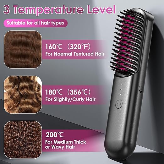 فرشاة فرد الشعر اللاسلكية بالأيونات السالبة – لشعر ناعم، لامع، وخالٍ من الهيشان!